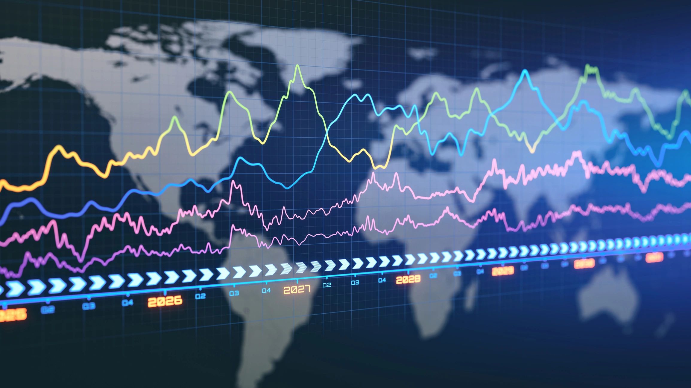External threat monitoring dashboard over world map